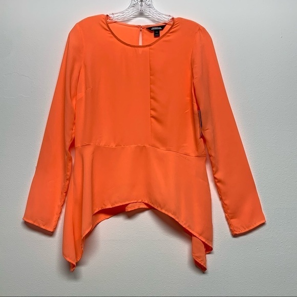NEW Project Runway Size X-Small Woman's Orange SharkBite Flare Hem Blouse NWT - Picture 1 of 11